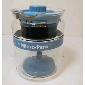 Vintage Gemco MICRO-PERK Percolator Coffee Pot 2c Country Blue Heat Resistant